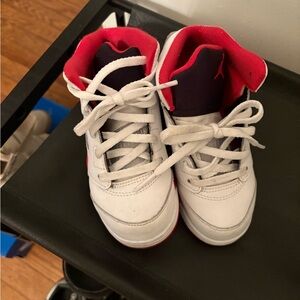 Jordan Kids White and Red Sneakers